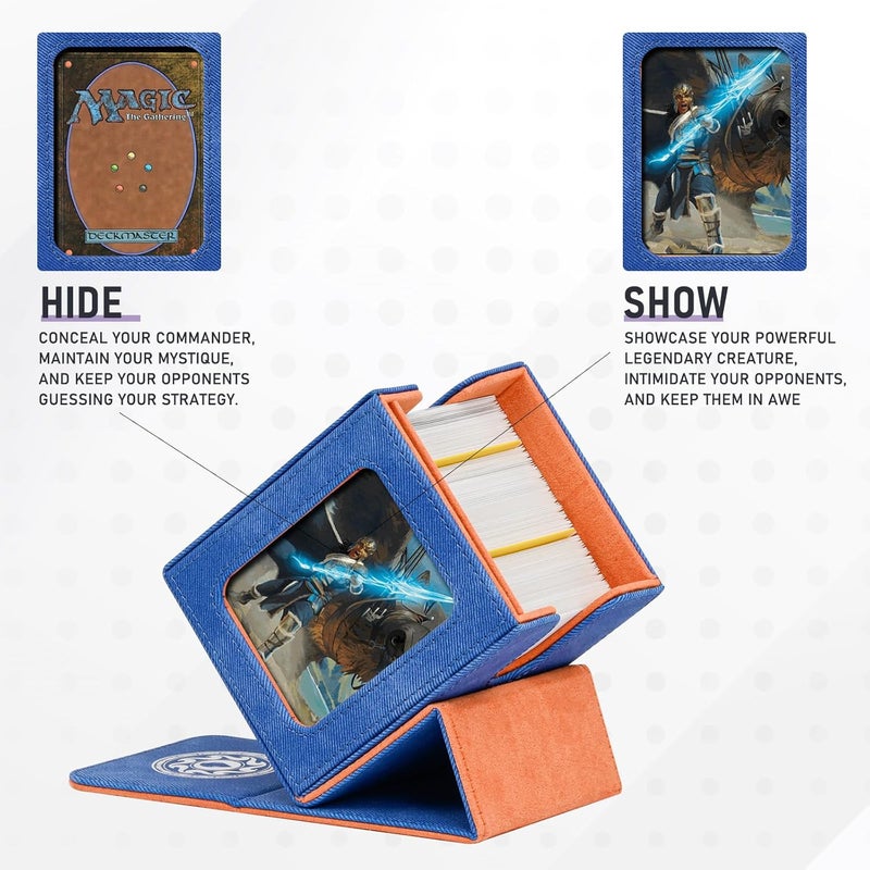 Infinity Guard Card Deck Box for MTG with Commander Display for 100+ Double Sleeved Cards, Magnetic Card Storage Box Fits for TCG Sports Trading Cards (Blue&Orange) - Image 5